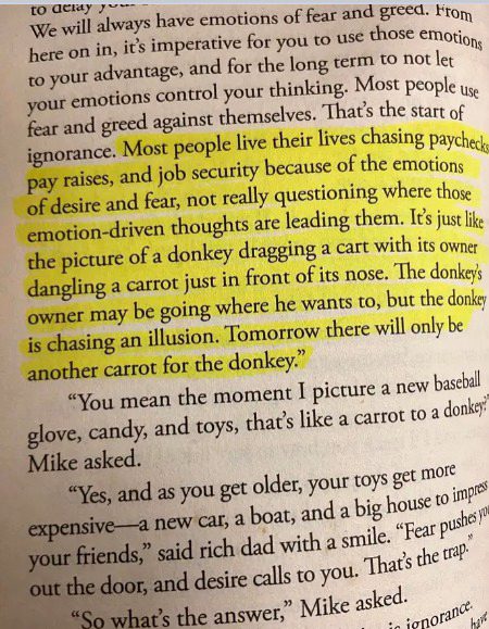 From 'Rich Dad Poor Dad' by Robert Kiyosaki - a story of two dads— his real father (poor dad) and the father of his best friend.