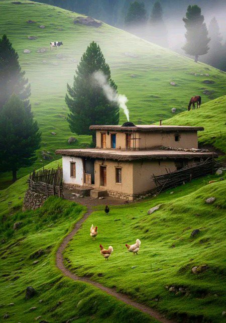 پہاڑوں کے دامن میں یہ وادی، قدرت کا سب سے خوبصورت تحفہ ہے 🏡
یہ وادی کا ہر منظر روح کو تازگی اور دل کو سکون بخشتا ہے ⛰️🌸