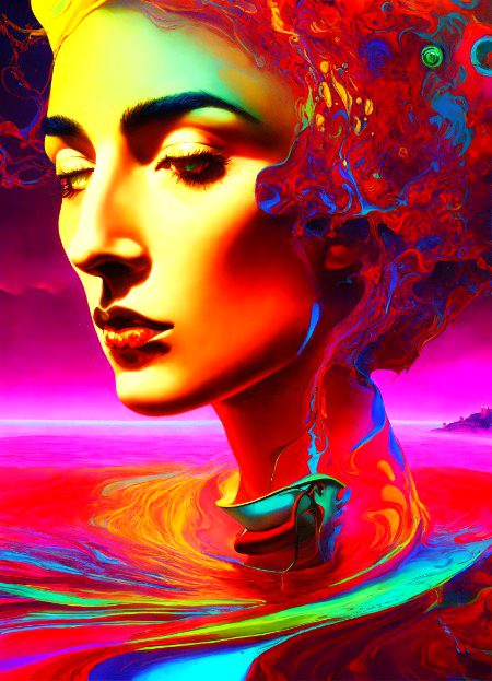 surrealism dali style  art neon colors passion digital art