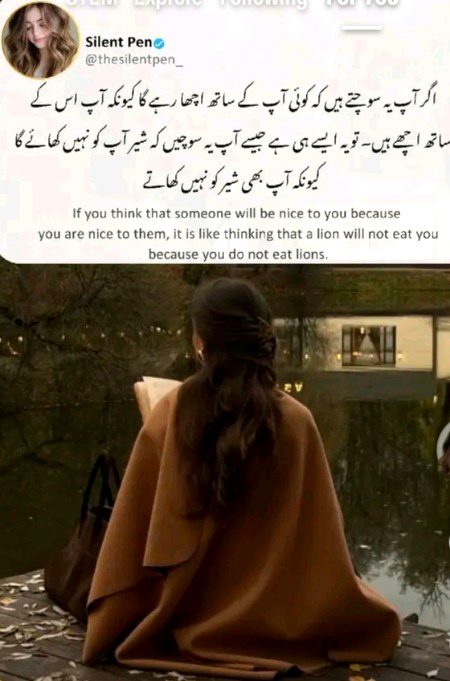 یہ بات کاغذ پر شاید ایک سیدا سا جملہ لگتی ہے۔۔
مگر اس کہ پیچھے  انسانی رویوں کی پوری نفسیات چھپی ہے
۔