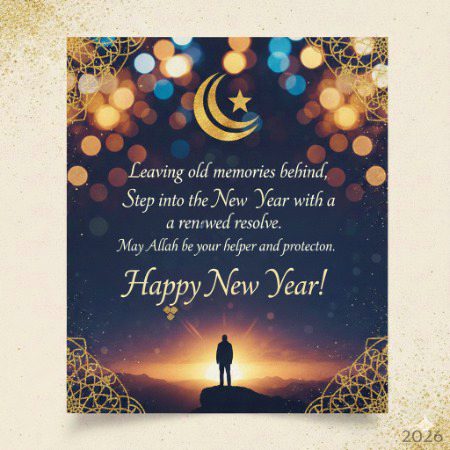 "پرانی یادوں کو پیچھے چھوڑ کر، ایک نئے عزم کے ساتھ نئے سال میں قدم رکھیں۔ اللہ آپ کا حامی و ناصر ہو۔ نیا سال مبارک!"