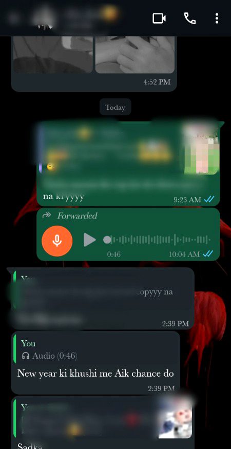Chances bht diye hn kuxh logo ko but deky mn ny kuxh ghlti krny walo ko chora hy but ghlti sy ziada un logo ko chora hy Jo pyr mn Pagal ho jaty hy dusro ko hurt kr dety hn srf pyr ki shidad sy so mn unki bhalai k liye khud sy dur kr deti hu k Taluqat had sy bhar jye to gham Milty hy so apna or Mera bhalai kry 🙏🏻 Akely rehna seeky baqi Maaf mn ny kr dia hy sbko...Khush rhy,Thnkx 🥀❤️