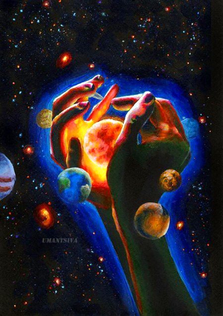 Psychedelic acrylic Painting Explain that whole Galaxy are all in the Hand of Our Beloved Allah😍💯beshak