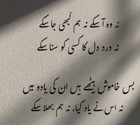 تم کئی خزاوں کے بعد ملنے والی بہار ہو 
اس لیے مجھے اپنی کمی سے مت آزماؤ 
عمر ویسے بھی مختصر ہے🥀