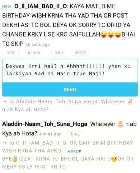 ѕнαнzαιв, Who is Saif? Dude, D'ya know him? Ahh!! There were a lot of girls who were Slandering me, now watch another show, Ugh!!