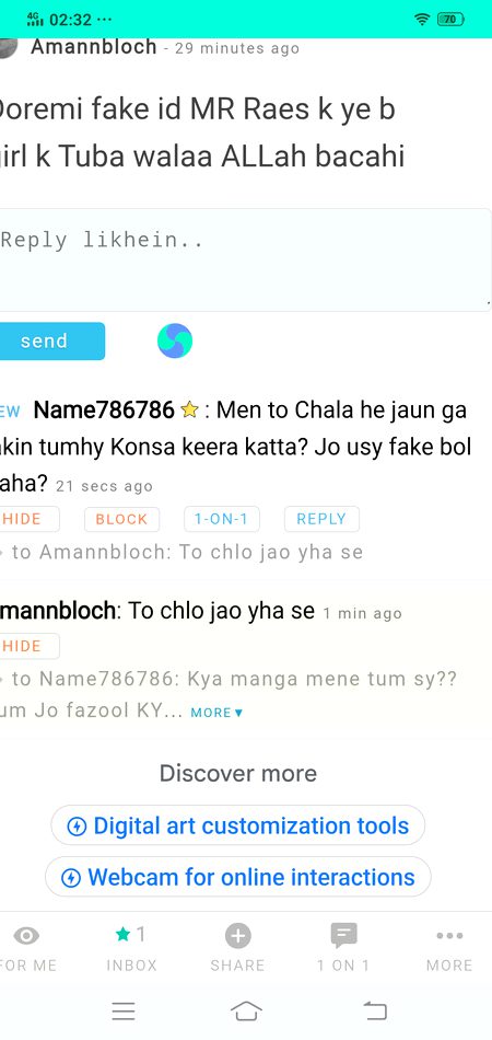 Teraa kuch nahi ho saktaa tu bas apna ganda mun se gandagiya zahir kr saktaa bar bar aajata fake fakr ida se himat apnaa andar dam hain agar maard ho to aao rael id see bhigi bili bana huwa kabhi dormi id se ataa kabhi Nayab khan id se ata tu kbhi khud se batain krtaa shishim syco kahai kaa Mr Raes  tu meri soch se zyada Choti soch kaa hai
