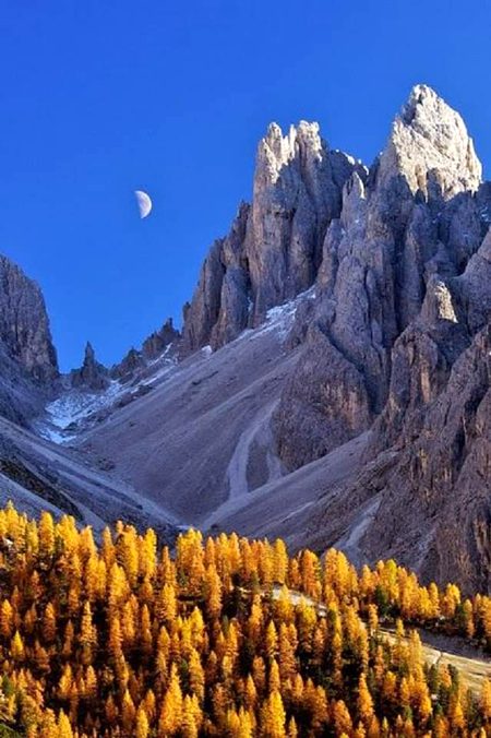 With the Moon, Dolomites, Italy
