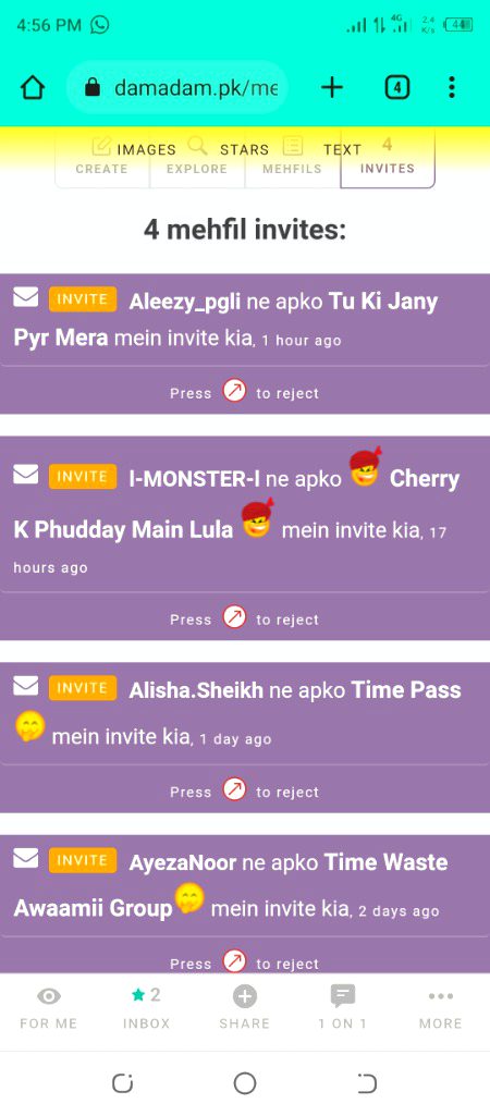 Invite bejhna ky Shukriya but me mehfil nahi karta join