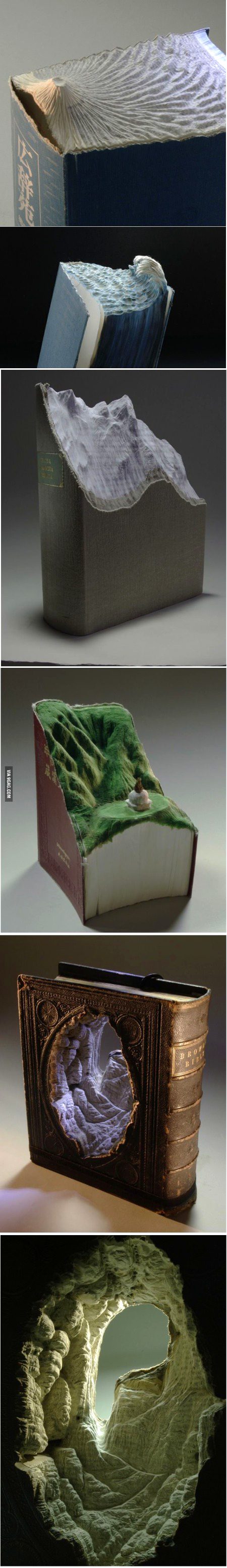 Landscapes carved on books