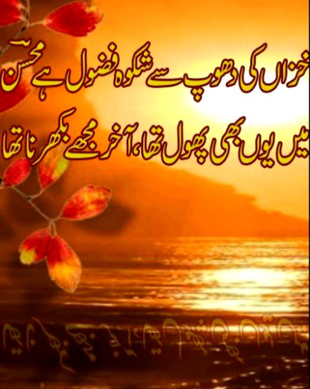 ہــم میسـر ہـی نہیــں ہـــوتــےکسـی کـو، خوش بختـی سـےمِـل جــائیـں
تــووافر نہـیں ہـوتـے ہـم پـاؤں بھــی پھیــلائیں،تــو محتـاط بہتـــ ہیـں چـادرسے یـا اوقـاتـــ سـے،بـاہـر نہیــں ہـــوتــے،