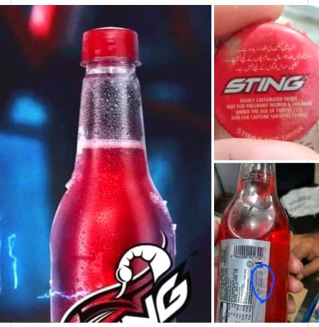 دوستوں یہ سٹینگ بوتل ہے
اس پر لکھا ہے کہ 12 سال سے کم عمر بچوں اور حاملہ عورتوں کو اسکا پینا منع ہے 
مطلب نقصان دہ ہے ۔
اب آپ بتائیں 
کوئی دوکاندار کسی بچے کو بتائے گا 
کہ آپ کی عمر 12سال سے کم ہیں ھم اپ کو نہیں بیچ  سکتے ہیں 
ہر گز نہیں یا کسی دوکاندار نے اب تک کسی کو کہا ہو 
کے یہ گھر لے جاتے وقت خیال کریں 
کہیں بیمار عورتوں کو نہ پیئں
یقینا ایسا کسی نے نہیں سوچا ہوگا 
پہلے تو بہت سارے دوکاندارو کو خود اسکے متعلق معلوم نہیں ہوگا۔..
اپنا اور اپنے بچوں کی صحت کا خیال ضرور رکھیں۔