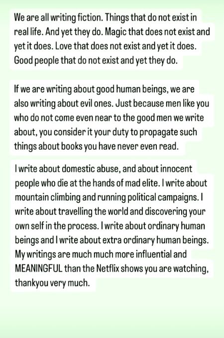 For those who think Nemrah and Umerah are just writing unrealistic characters and stories which pollutes minds, I would suggest them to read their books like "Mein Anmol", "Homegirl", "Aks", "Amar bail".