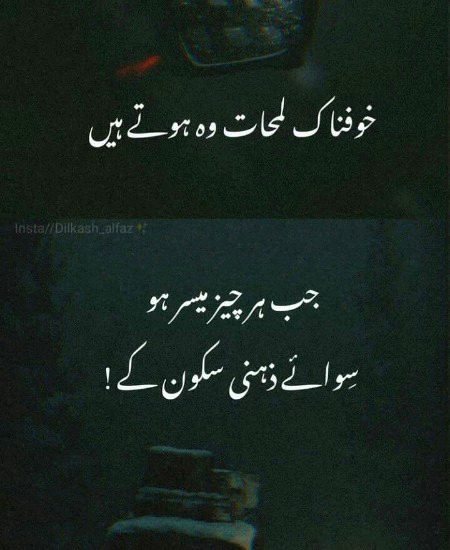 خوفناک لمحات وہ ہوتے ہیں جب ہر چیز میسر ہو سِوائے ذہنی سکون کے