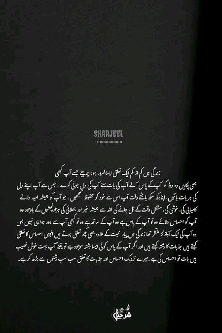 زندگی میں کم از کم ایک تعلق ایساضرور ہونا چاہیئے