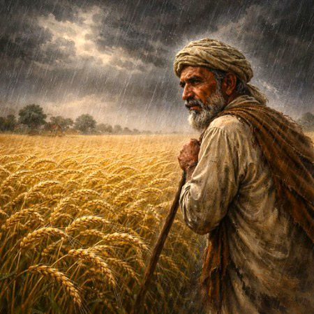 بدلا سُن وے کالیا بدلا
کِنیاں ای دھیاں آساں لا کے
اسماناں وَل ویکھ رہیاں نیں
جَد وی بجلی لشکاں مارے
کوئی رووے کوئی چیکاں مارے 
بُڈھے واہیوان دے لَک نُوں 
ساہوکار دا قرضہ توڑ کے رکھ دیوے گا
بدلا! 
ایس وساکھی اُتے 
اُچیاں لمیاں کنکاں وانگوں ہسدیاں کِھڑدیاں کُڑیاں چِڑیاں
ویکھیں کِدھرے ہاسیاں اُتے جال نہ سُٹیں 
ایتھے بُھکھیاں دی شنوائی کوئی نہیں ہُندی
نہ کوئی قرضہ معاف کرے گا 
نہ کوئی اتھرو صاف کرے گا
بدلا! 
سُن وے کالیا بدلا
وائے! 
سُن نی تیز ہوائے
جا بدل نُوں اوتھے لے جا 
جِتھوں دے ترہائے لوکی
دُھپ نے سُکنے پائے لوکی
وائے !
اڑیئے تیز ہوائے
بدلا ! 
سُن وے کالیا بدلا
اُچے لیکھاں والیا بدلا۔۔۔!