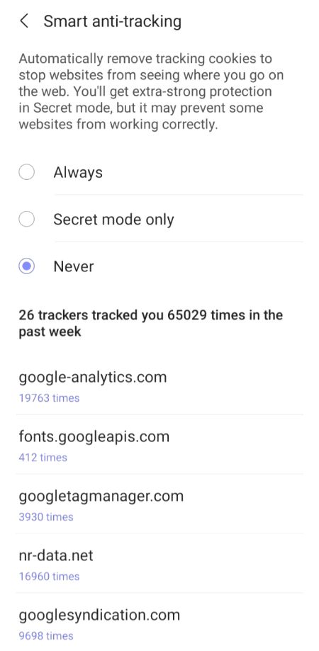 Evryone is being tracked on intrnt, as i was tracked more than 16000 times in last 10.hours, u can stop tracking others you if u have ANTI SMART LOCK as seen at.the top.of pic