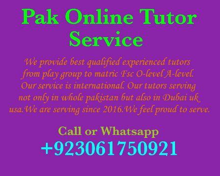 Pakistan number 1 tutor network now join us.