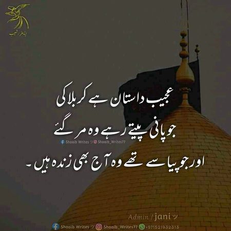 پانی بند ہونا تو صرف ایک امتحان تھا 
ورنہ میرے حسینؓ اس خاندان سے ہیں 
کہ ایڑی ماریں تو چشمہ جاری فرما دیں