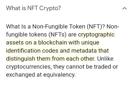NFT کرپٹو کیا ہے؟
نان فنگیبل ٹوکن (NFT) کیا ہے؟ نان فنجیبل ٹوکنز (NFTs) ایک بلاک چین پر کرپٹوگرافک اثاثے ہیں جو منفرد شناختی کوڈز اور میٹا ڈیٹا کے ساتھ ہیں جو انہیں ایک دوسرے سے ممتاز کرتے ہیں۔ کرپٹو کرنسیوں کے برعکس، ان کی تجارت یا تبادلہ نہیں کیا جا سکتا مساوی طور پر۔