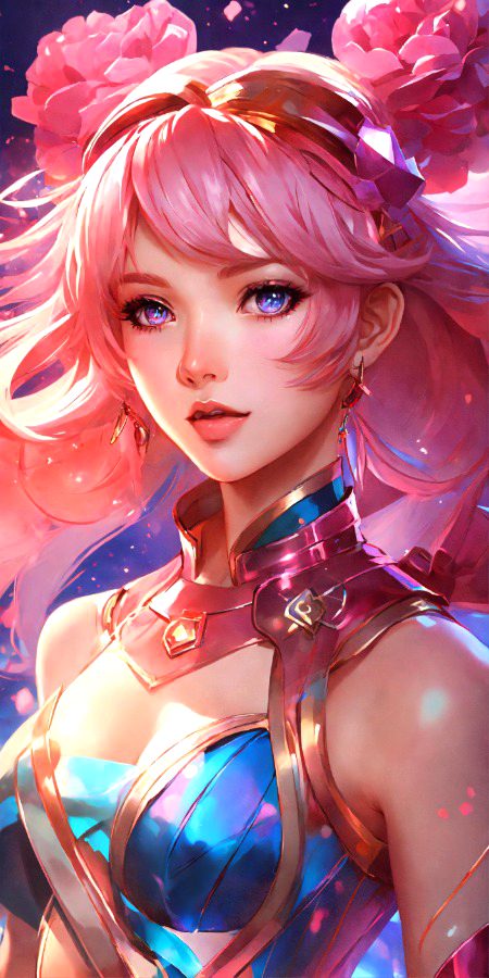 Abstract style anime art of a magical girl,