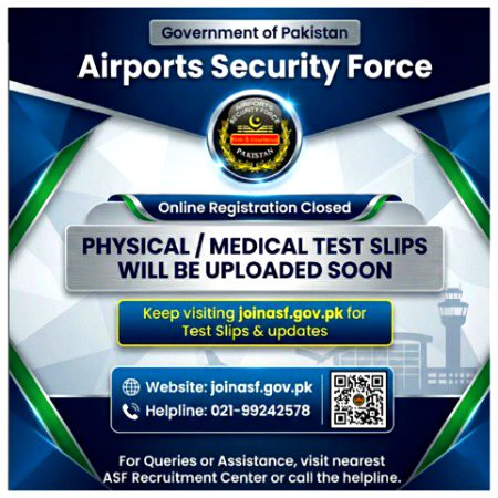 #Airports_Security_Force..!!!👮🛫
Physical/Medical Test Slips Will Be Uploaded Soon..!!!✌️🏃
#ASF