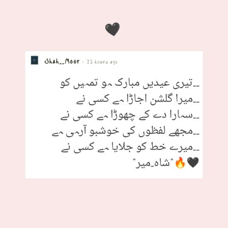 مُبارک عیدیں اُن کو...!!
جِن کو تُم مُیسر ہو...🙂🖤
"شاہ_میر"🔥🖤