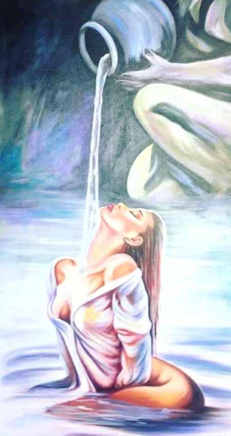 Bathing lady painting by Bharti Marjara