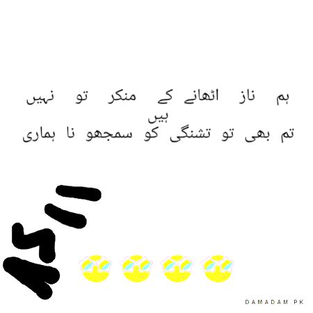 ہم  ناز  اٹھانے کے  منکر  تو  نہیں  ہیں
تم بھی تو تشنگی کو سمجھو نا ہماری