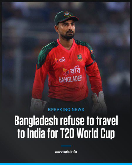 Bangladesh have refused to travel to India for the upcoming T20 World Cup citing concerns around "safety and well-being" of the players 👉