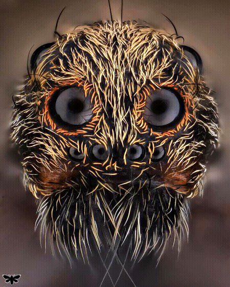 extreme close up of a wolf spider