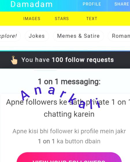 شریف زادو ہو اور شریف زادیوں کر کے دکھاؤ 
100 followers request and ZERO pvt or 1on1