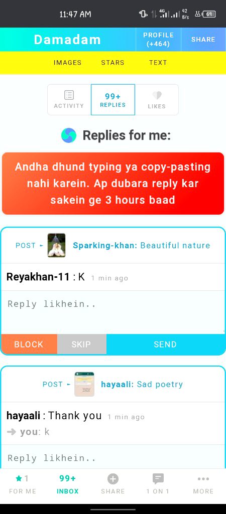 Phr se 3 ghanty🙃🙃🙃. Only likes now