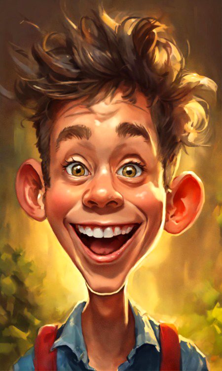 Caricature crazy young boy