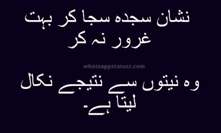 نشان سجدہ سجا کر بہت غرور نہ کر
 وہ نیتوں سے نتیجے نکال لیتا ہے