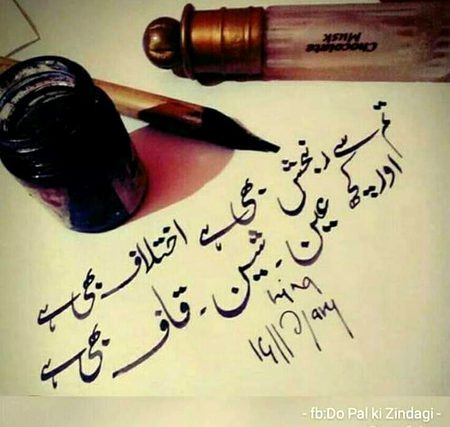 tUm se ranjish bhi hai ekhtilaaf bhi hai.
Our KUch ع۔ ش۔۔ق bhi hai