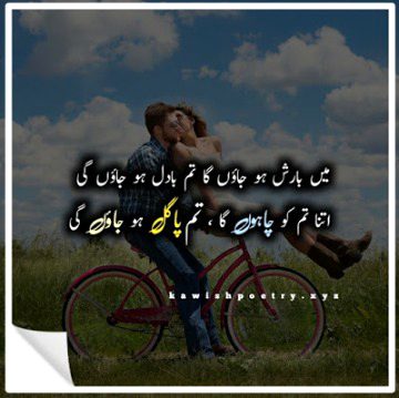 میں بارش ہو جاؤں گا تم بادل ہو جاؤں گی
اتنا تم کو چاہوں گا تم پاگل ہو جاؤں گی