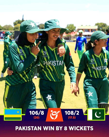 Eyman Fatima's half-century leads Pakistan to a fine win over Rwanda 👌
Watch the Women's #U19T20WorldCup for FREE on ICC.tv