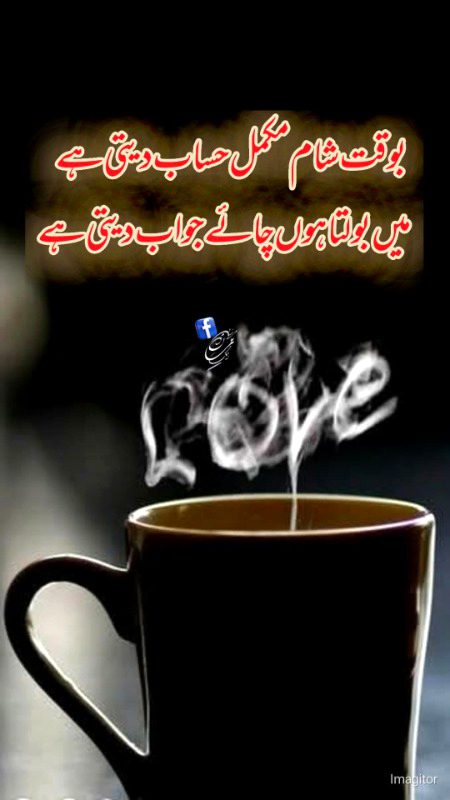 بوقت شام مکمل حساب دیتی ہے 🥰
میں بولتی ہوں چائے جواب دیتی ہے☕