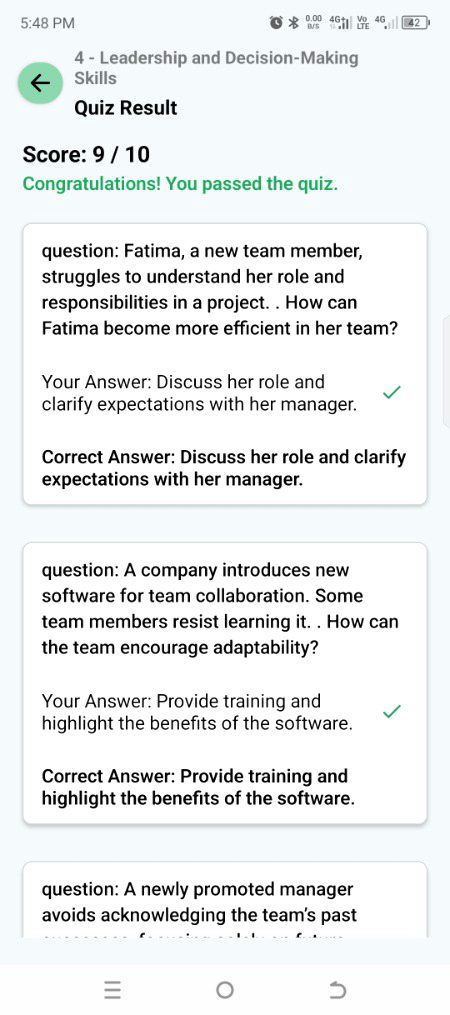 Alhamdullilah Module 4 is passed with 90% result. SOFTSKILL