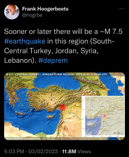 نیدرلینڈ سے تعلق رکھنے والے اس ماہرے موسمیات شخص نے دو دن پہلے ترکی لبنان اور شام میں زلزلے کی ٹھیک پیشنگوئی کردی تھی