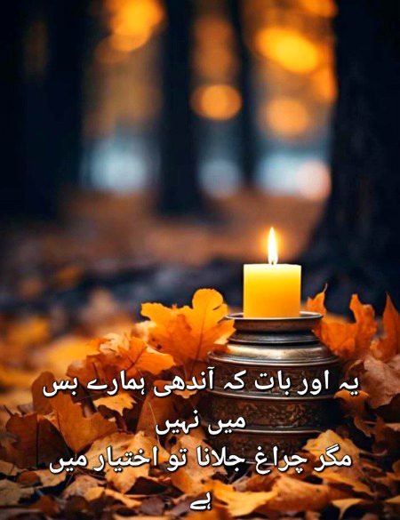 چراغِ آرزو نے جب تماشۂ تقدیر کو منور کیا
تو رمزِ حقیقت نے اپنے پردے خود منکشف کیے
یونہی انکشافِ باطن نے ظلماتِ دل کو رفیع بنا دیا