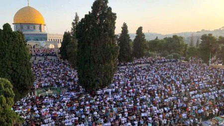 More than 100,000 Palestinian worshippers performed Eid Adha prayer in Al-Aqsa 🕌 Masjid , occupied #Jerusalem.
#SaveAqsa #FreePalestine🇵🇸