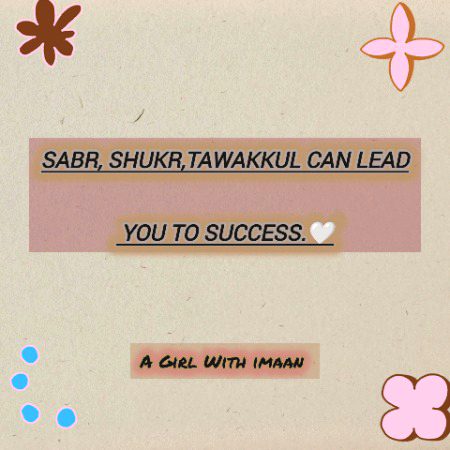 Sabr, Shukr,Tawakkul can lead you to success.🤍